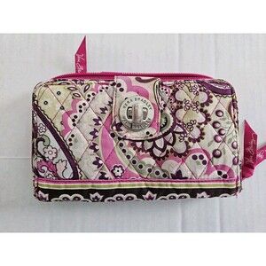 Vera Bradley Very Berry Zip Around Quilted Floral Wallet Twist Lock Retired HTF